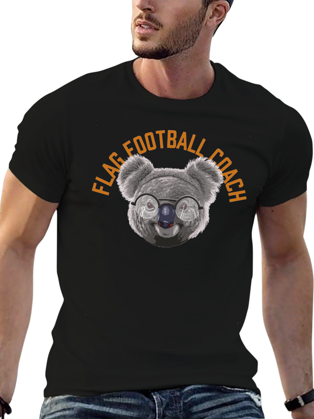 Flag Football Coach Koala Bear Graphic T-Shirt