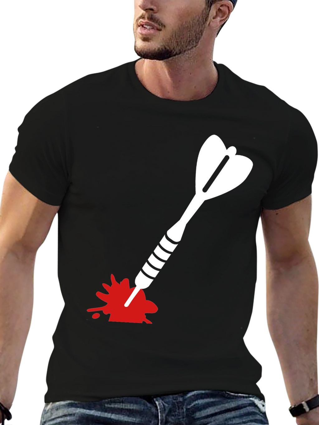 Dart T-Shirt - Bullseye Design Black Cotton Tee