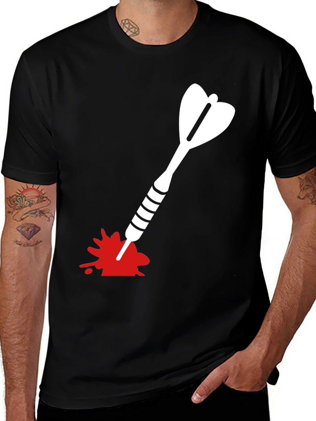 Dart T-Shirt - Bullseye Design Black Cotton Tee