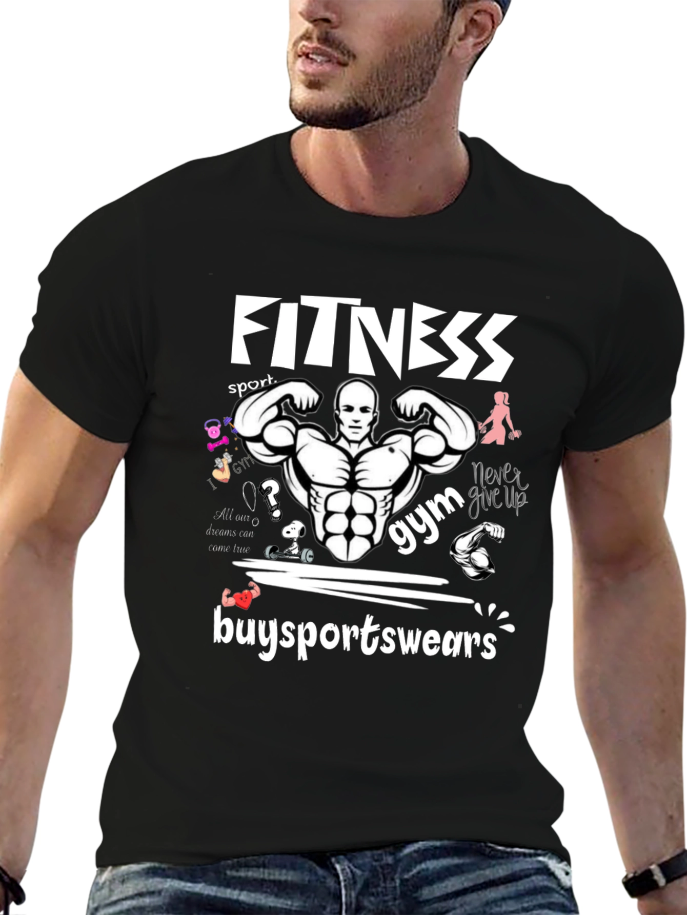 Fitness Gym Graphic Print T-Shirt