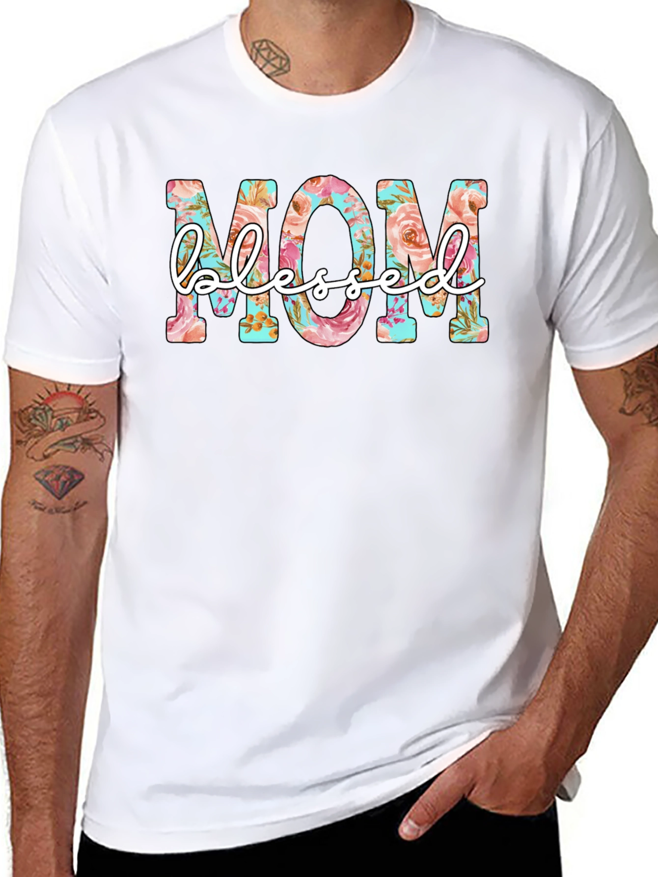 Floral Mom Blessed Graphic T-Shirt