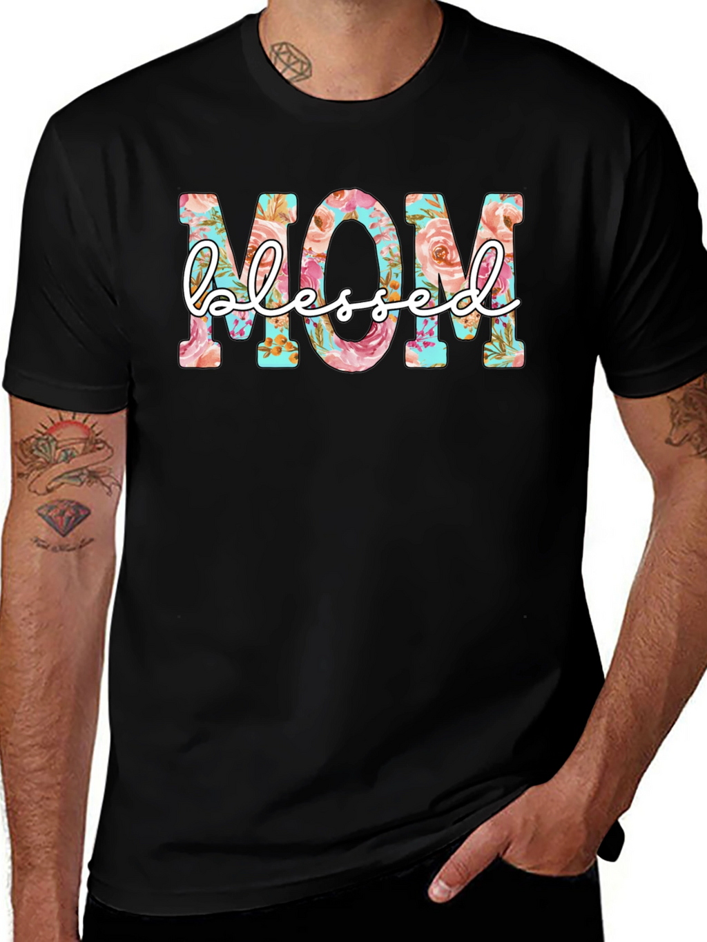 Floral Mom Blessed Graphic T-Shirt