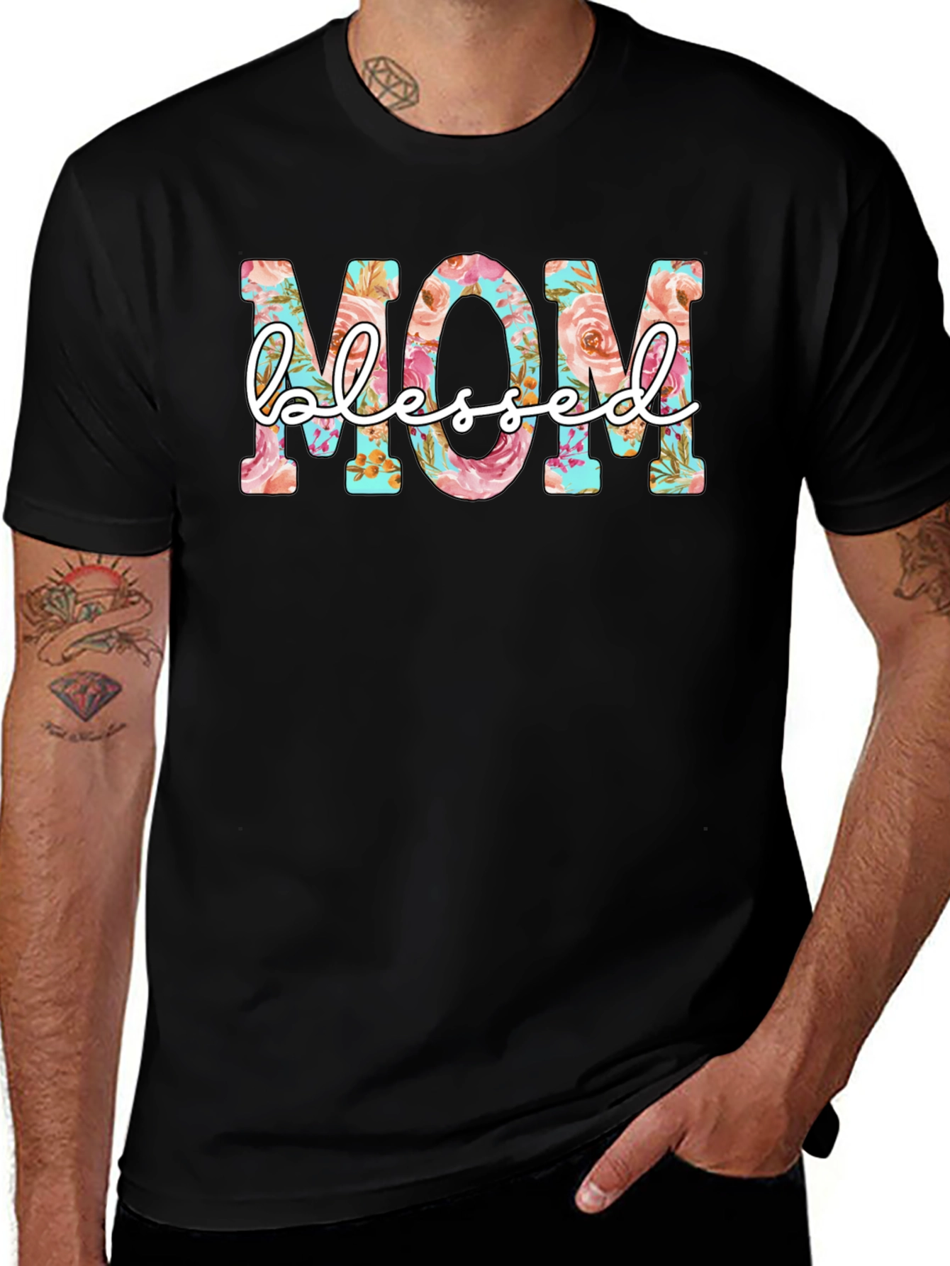 Floral Mom Blessed Graphic T-Shirt