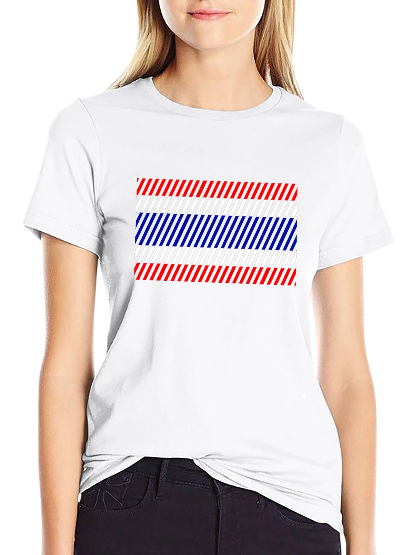 Thailand Flag Diagonal Stripes Black T-Shirt