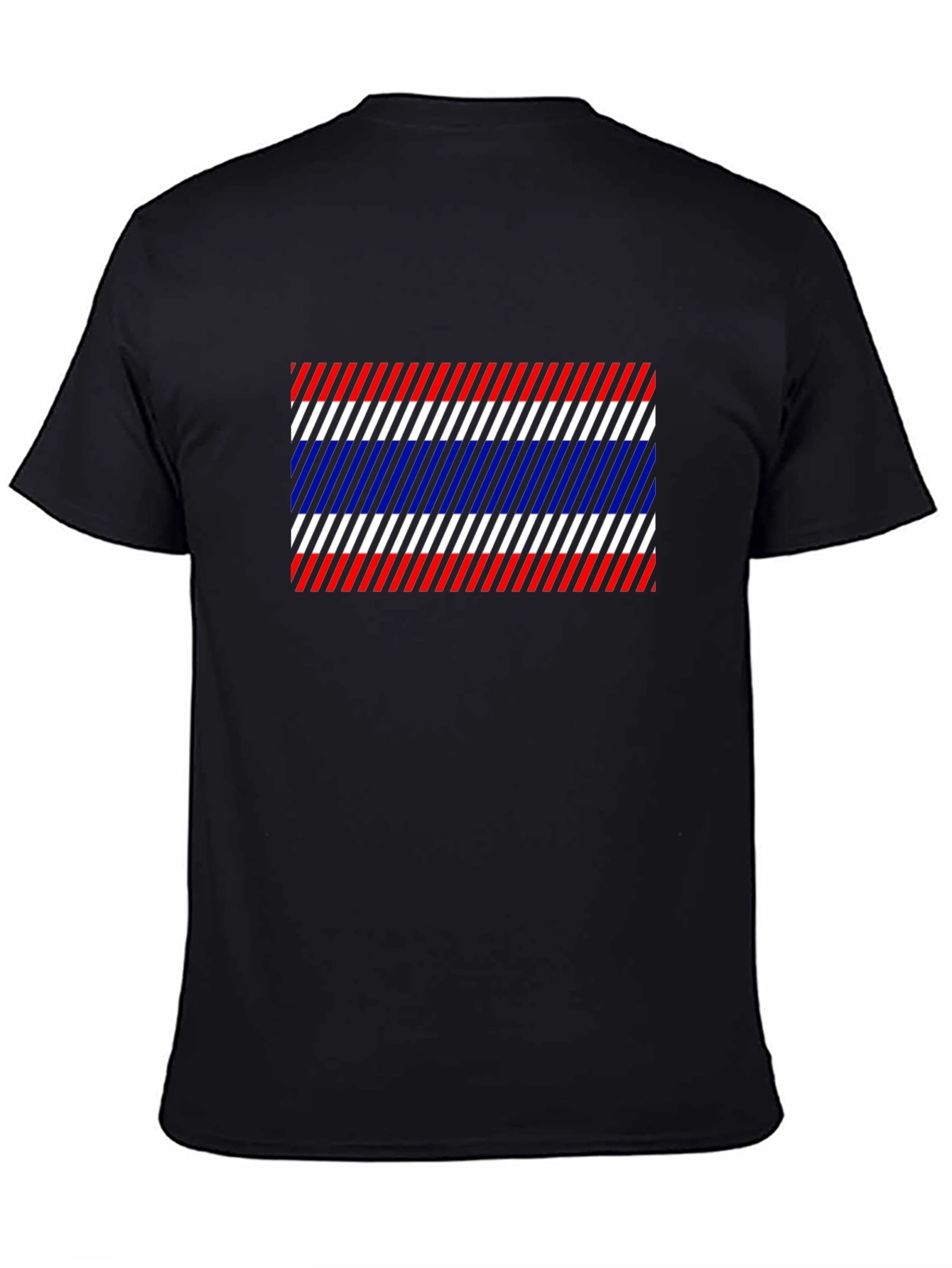 Thailand Flag Diagonal Stripes Black T-Shirt