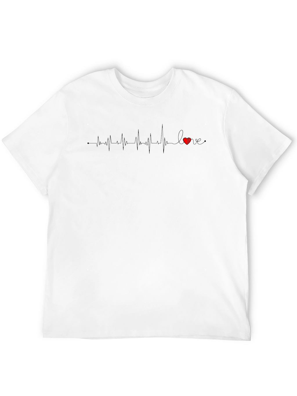 Heartbeat Love Graphic Black T-Shirt