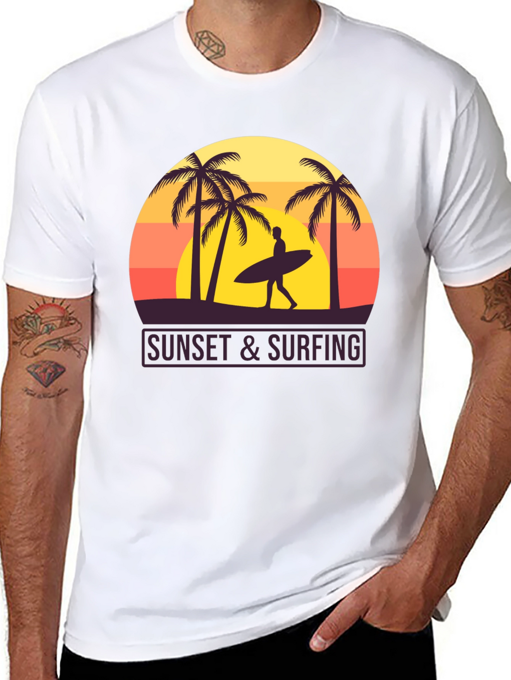 Sunset Surfing Graphic T-Shirt