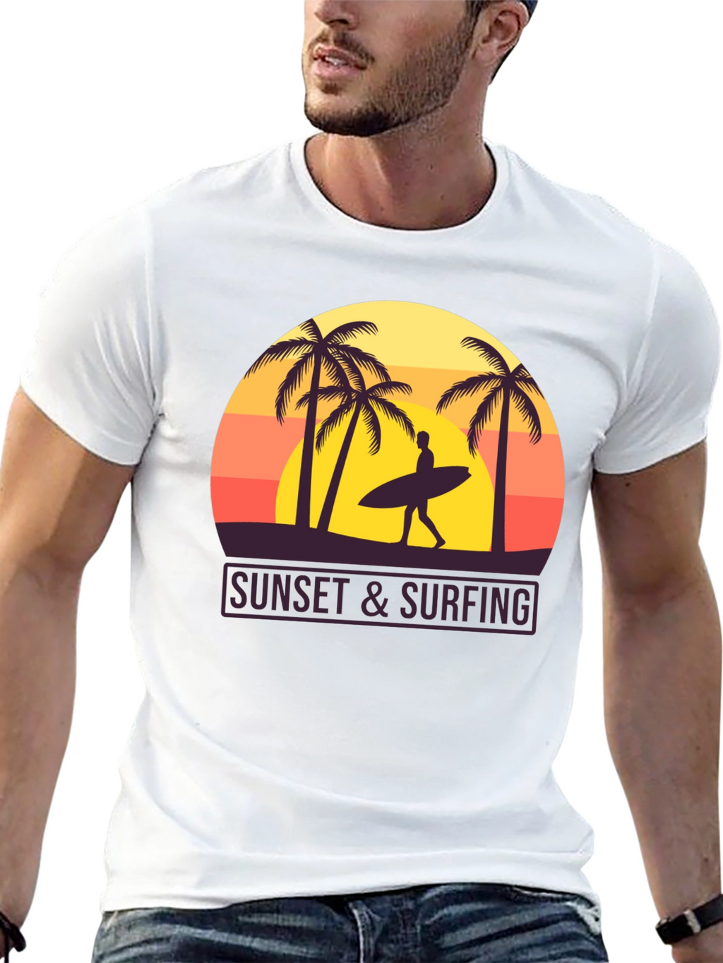 Sunset Surfing Graphic T-Shirt