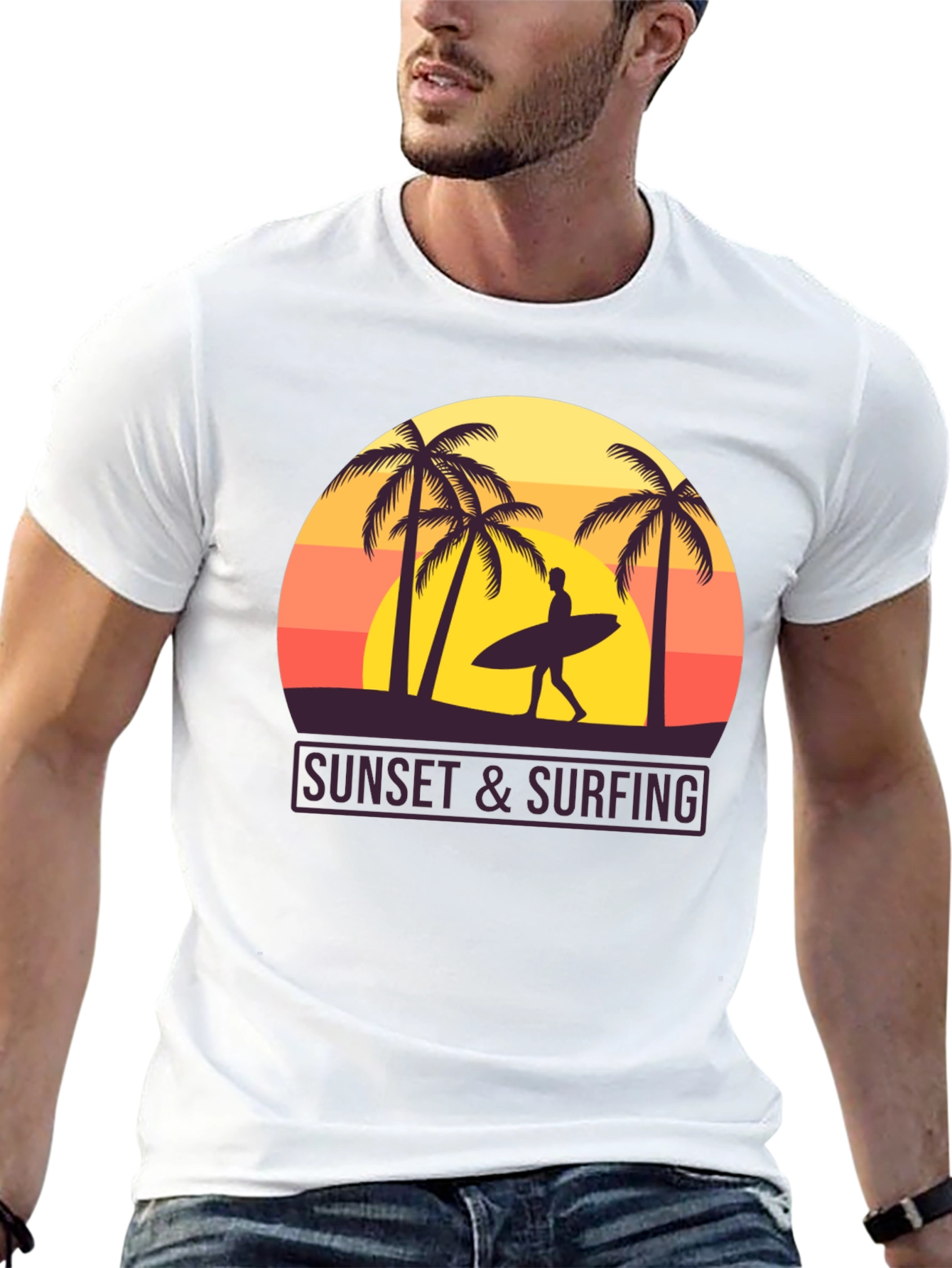 Sunset Surfing Graphic T-Shirt