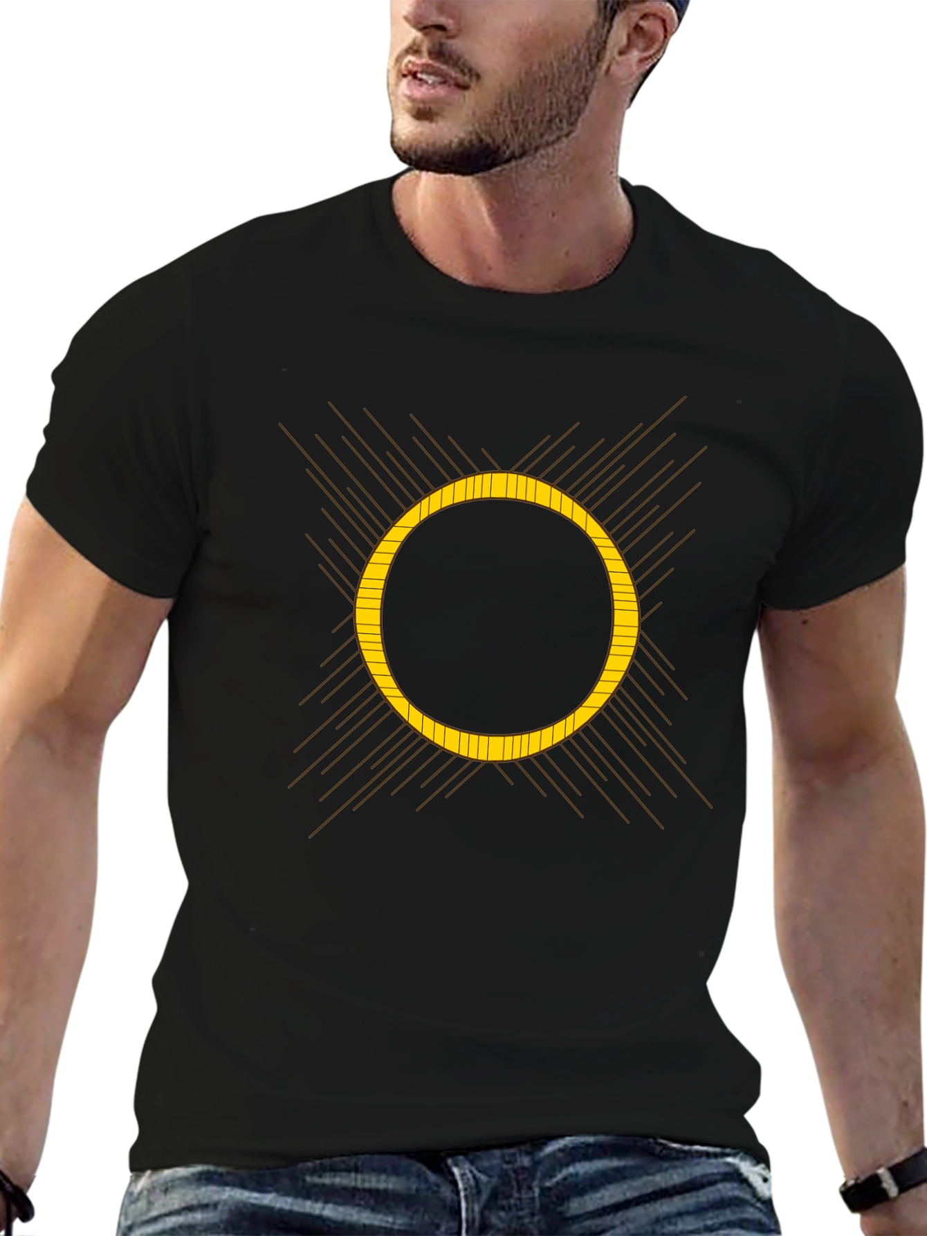 Geometric Eclipse Graphic Black T-Shirt