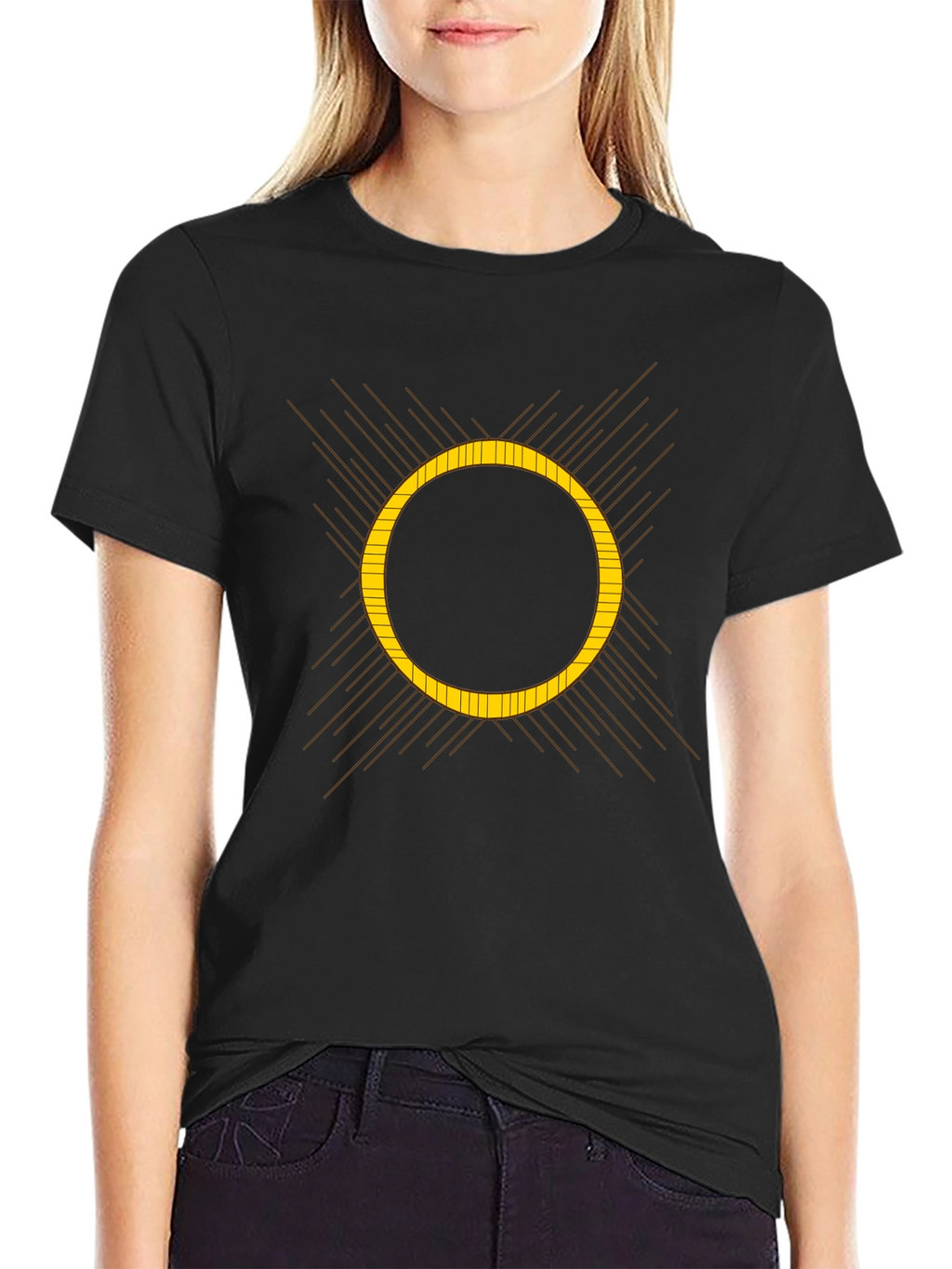 Geometric Eclipse Graphic Black T-Shirt