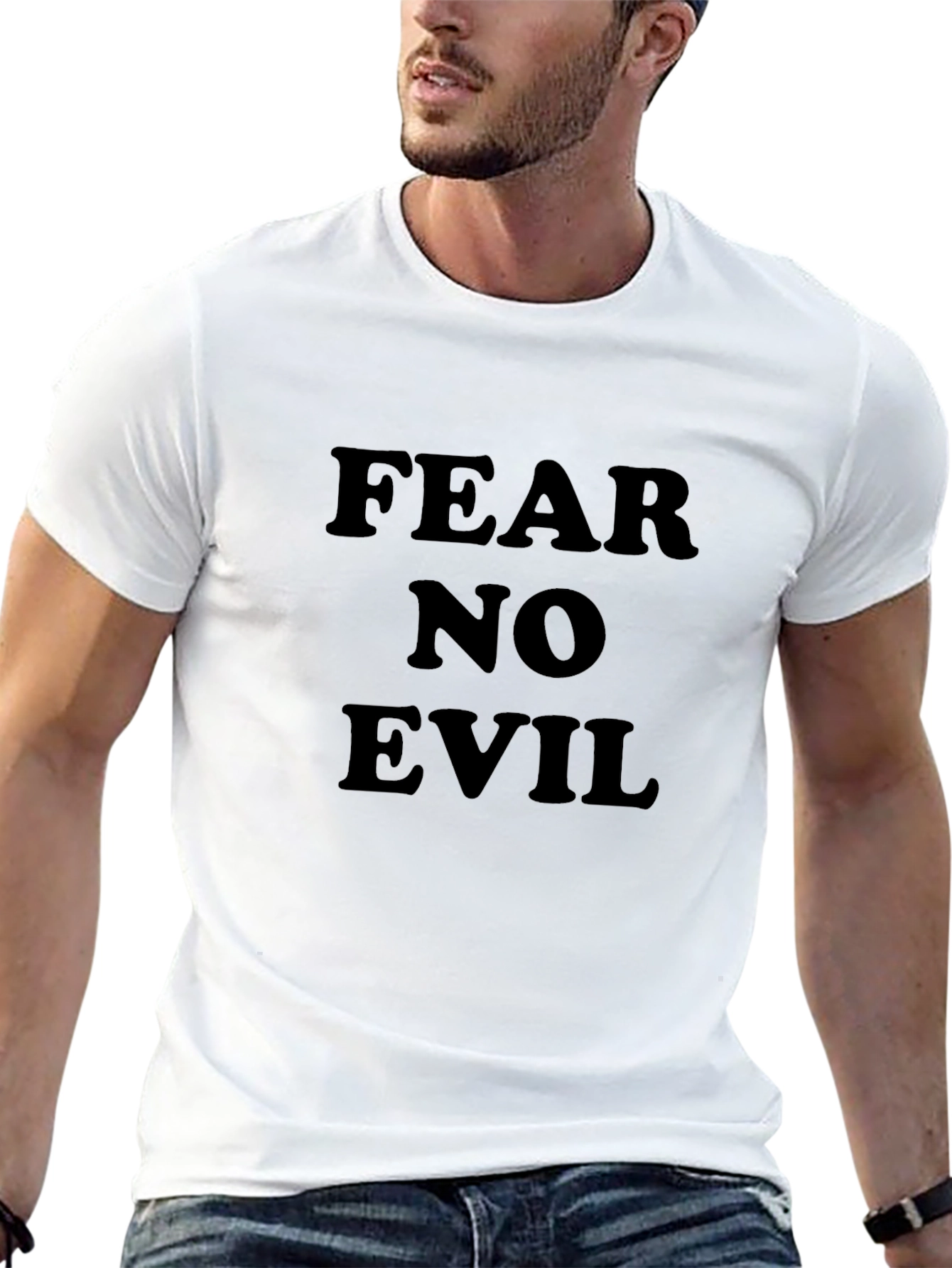 Fear No Evil Black Graphic T-Shirt for Men