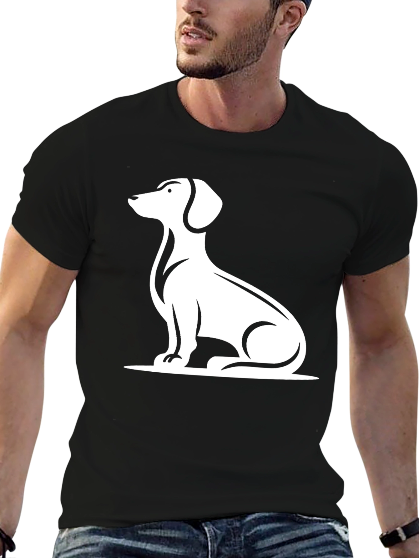 Dachshund Silhouette Graphic Tee - Classic Black