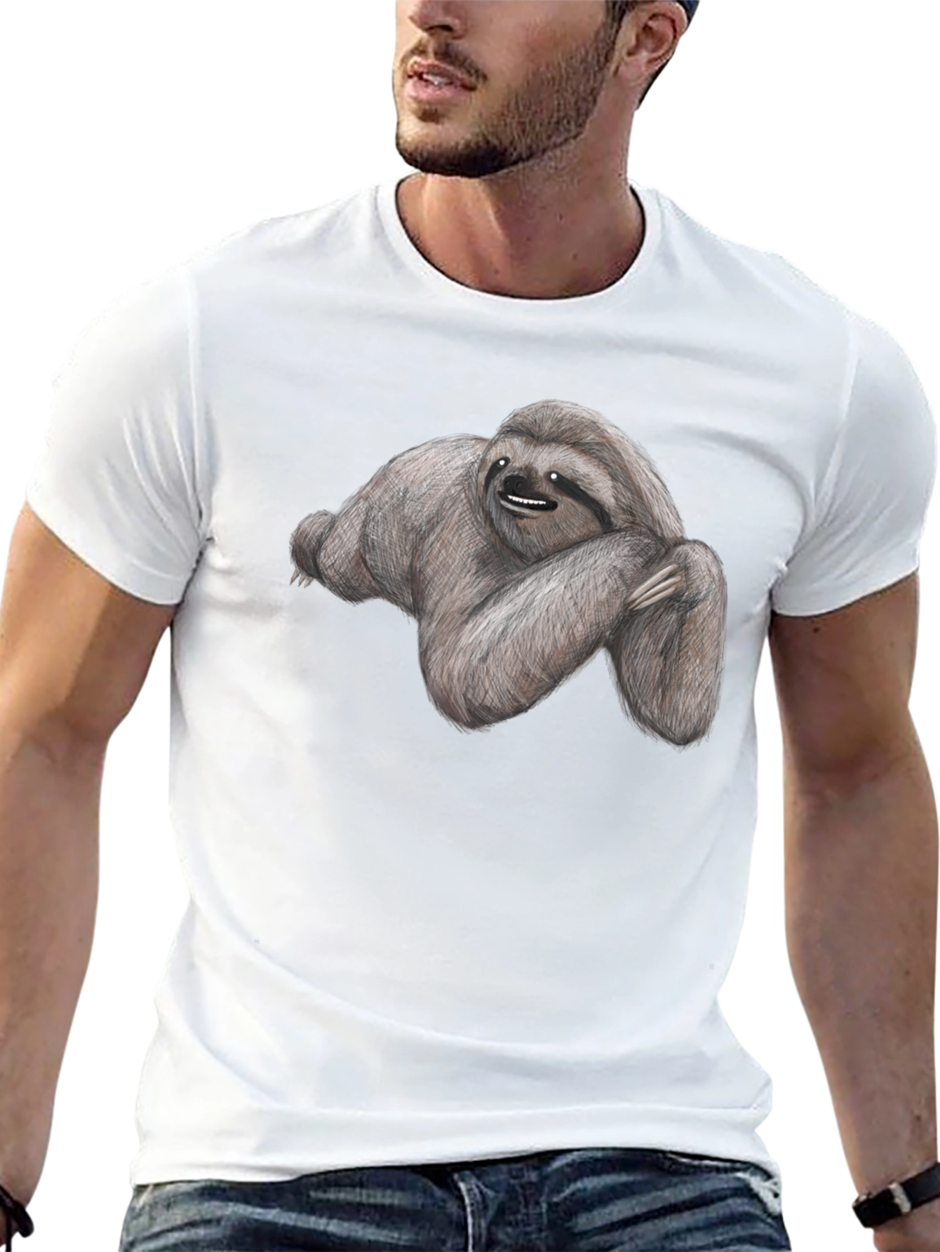 Sloth Graphic Tee - Soft Cotton Black T-Shirt