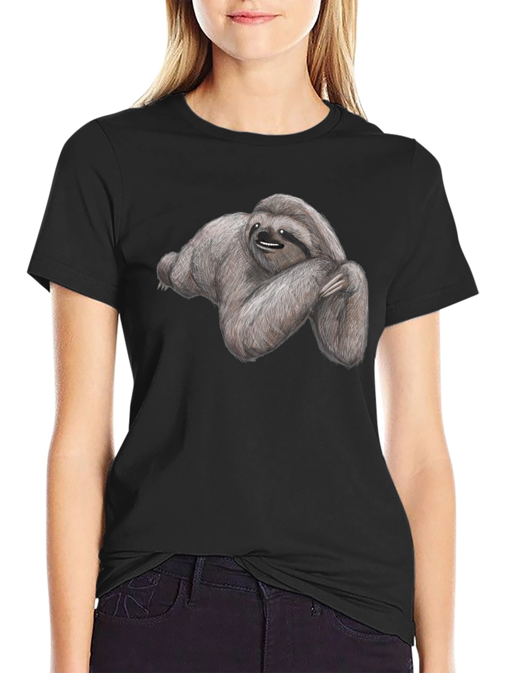 Sloth Graphic Tee - Soft Cotton Black T-Shirt