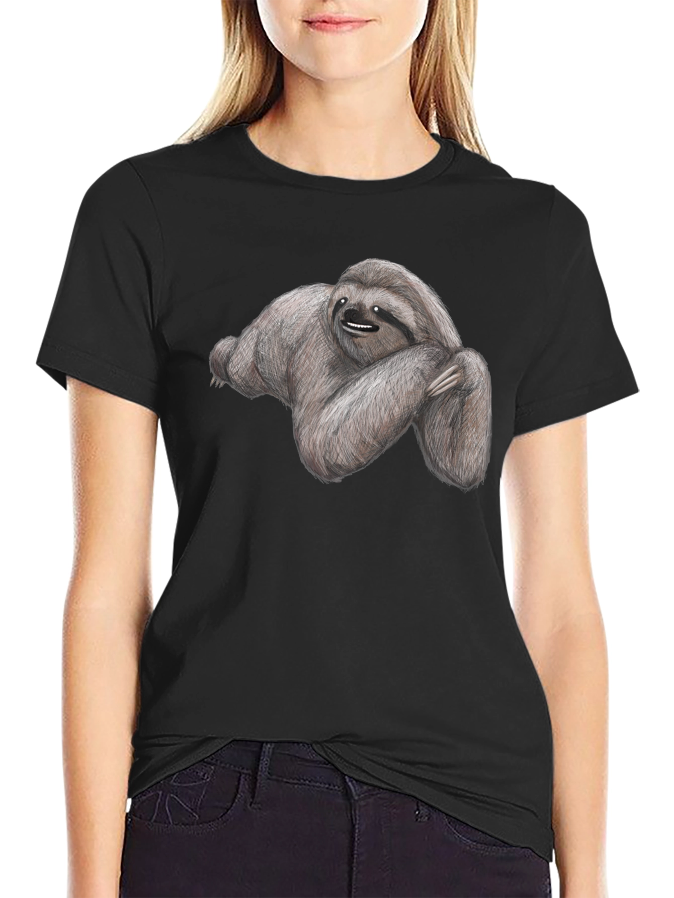 Sloth Graphic Tee - Soft Cotton Black T-Shirt