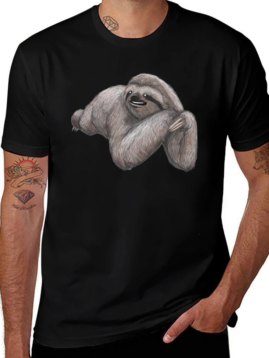 Sloth Graphic Tee - Soft Cotton Black T-Shirt