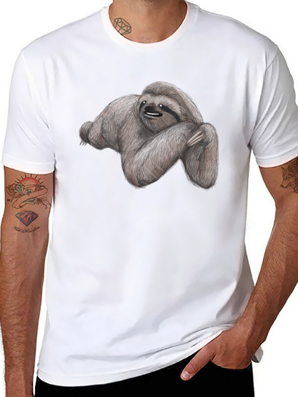 Sloth Graphic Tee - Soft Cotton Black T-Shirt