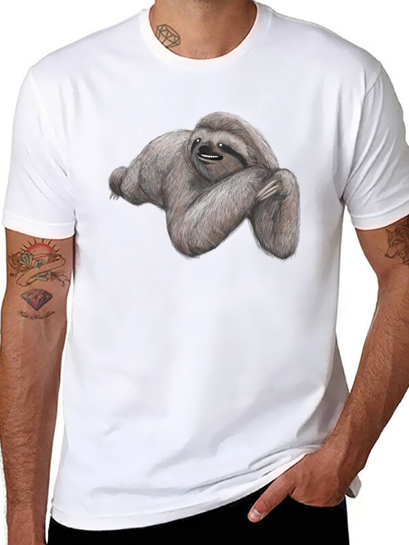 Sloth Graphic Tee - Soft Cotton Black T-Shirt