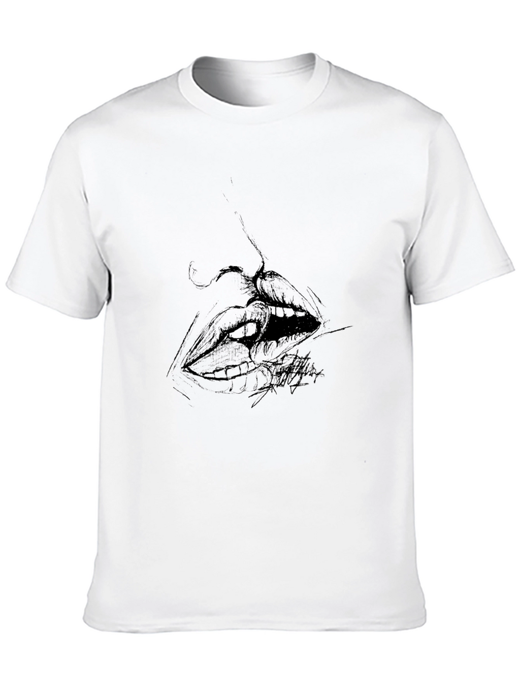 Abstract Lips Graphic Black T-Shirt