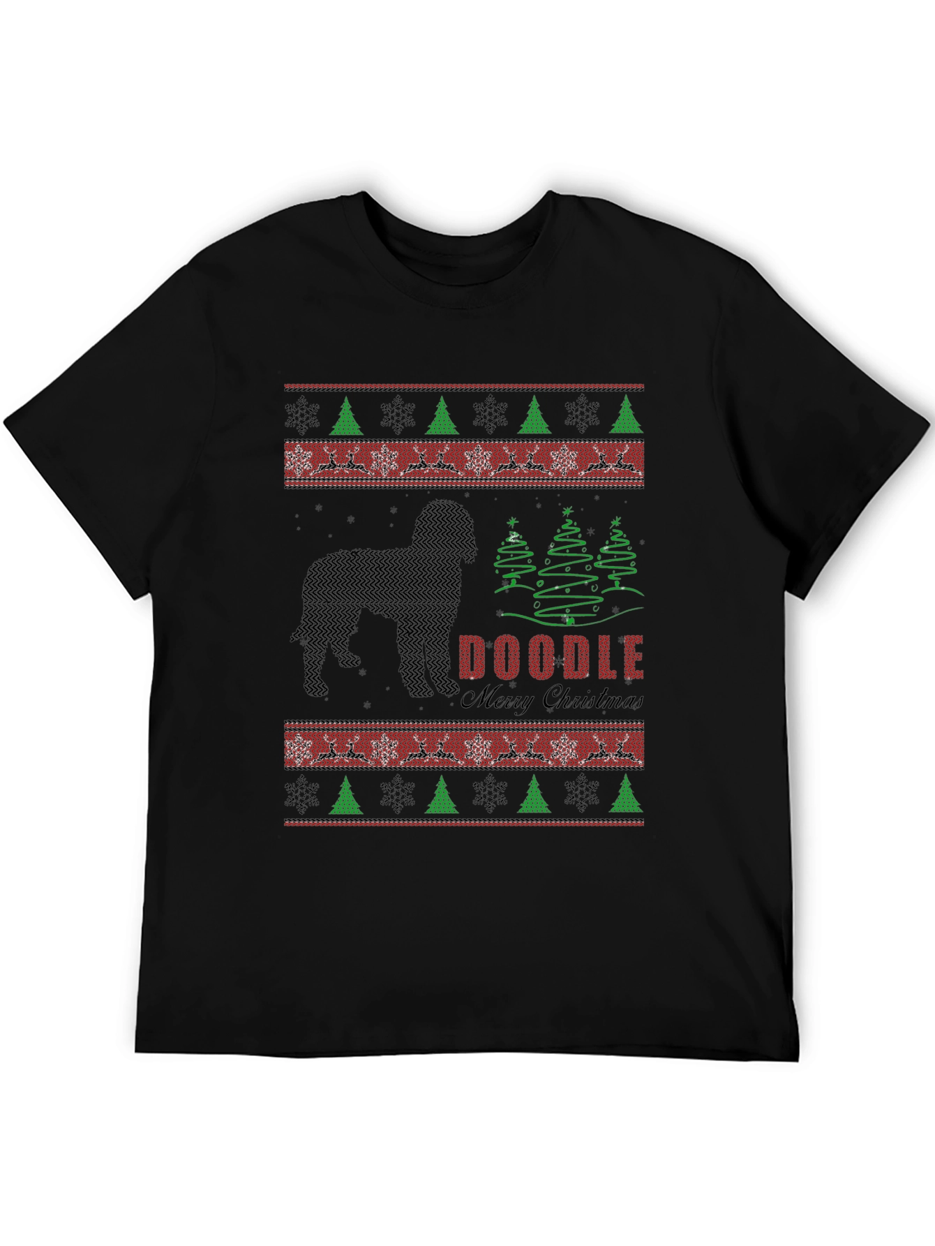 Doodle Merry Christmas T-Shirt Ugly Sweater Style