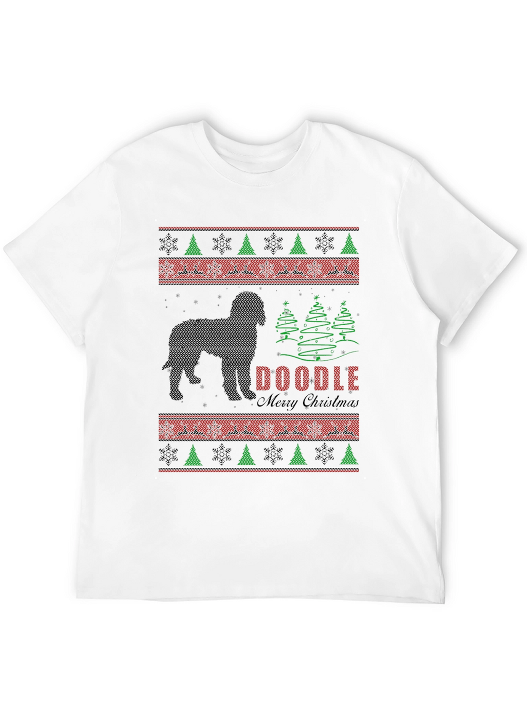 Doodle Merry Christmas T-Shirt Ugly Sweater Style