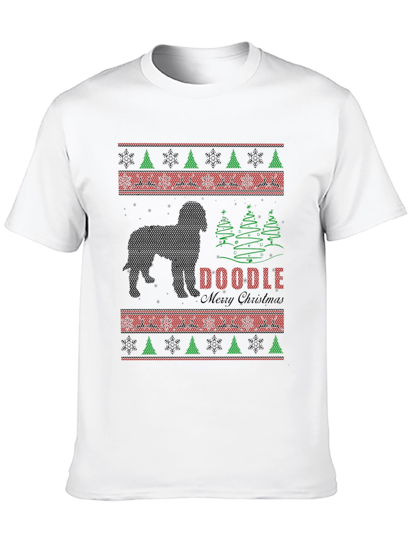 Doodle Merry Christmas T-Shirt Ugly Sweater Style
