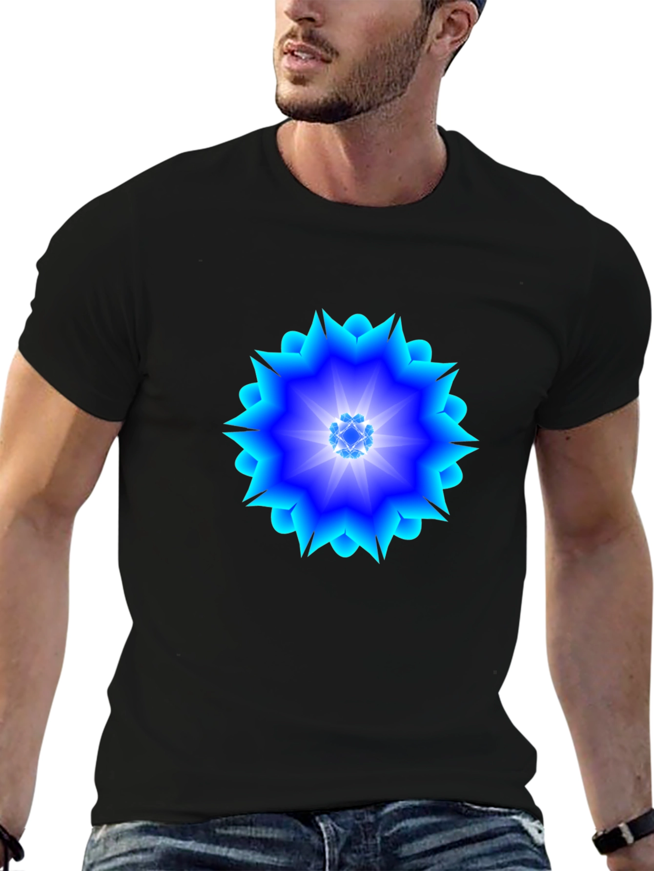Geometric Blue Burst T-Shirt