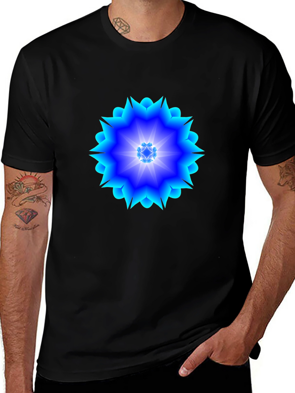 Geometric Blue Burst T-Shirt