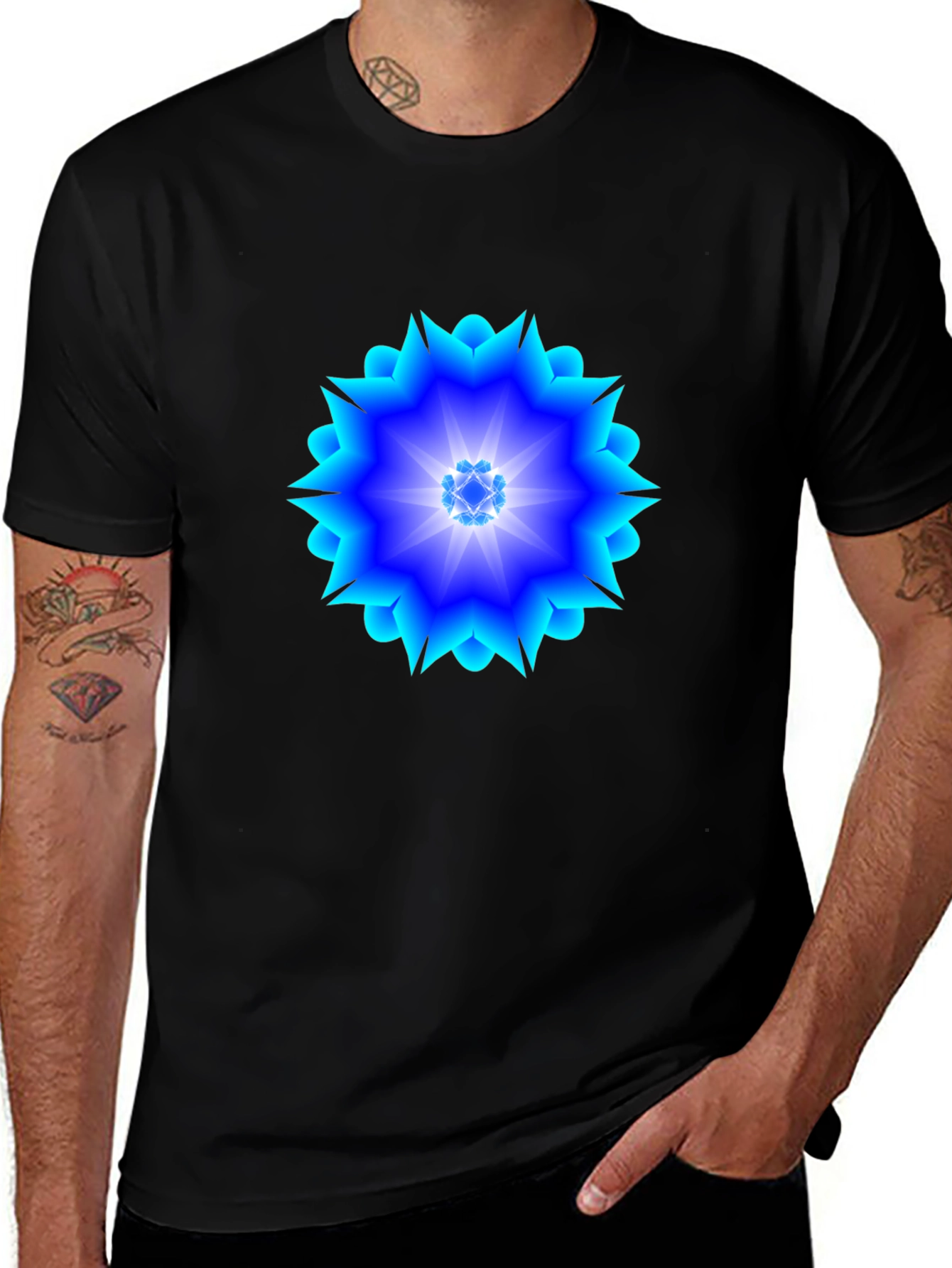 Geometric Blue Burst T-Shirt