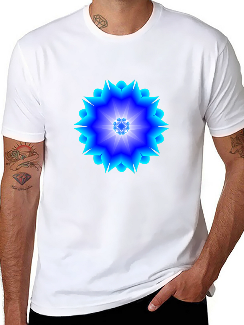 Geometric Blue Burst T-Shirt