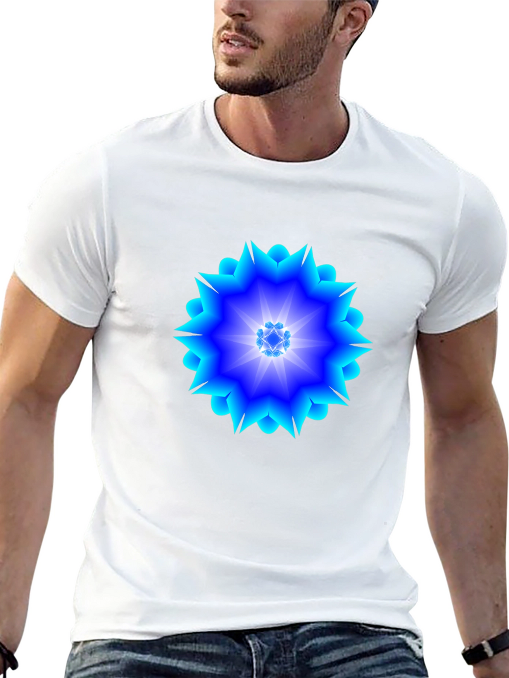 Geometric Blue Burst T-Shirt