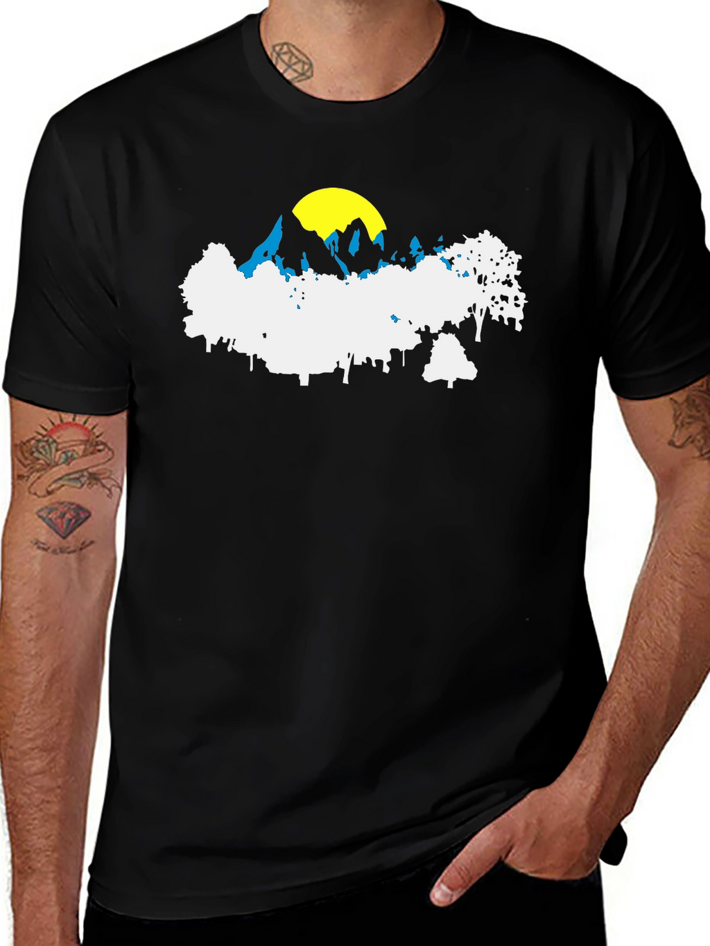 Mountainscape Graphic T-Shirt - Black