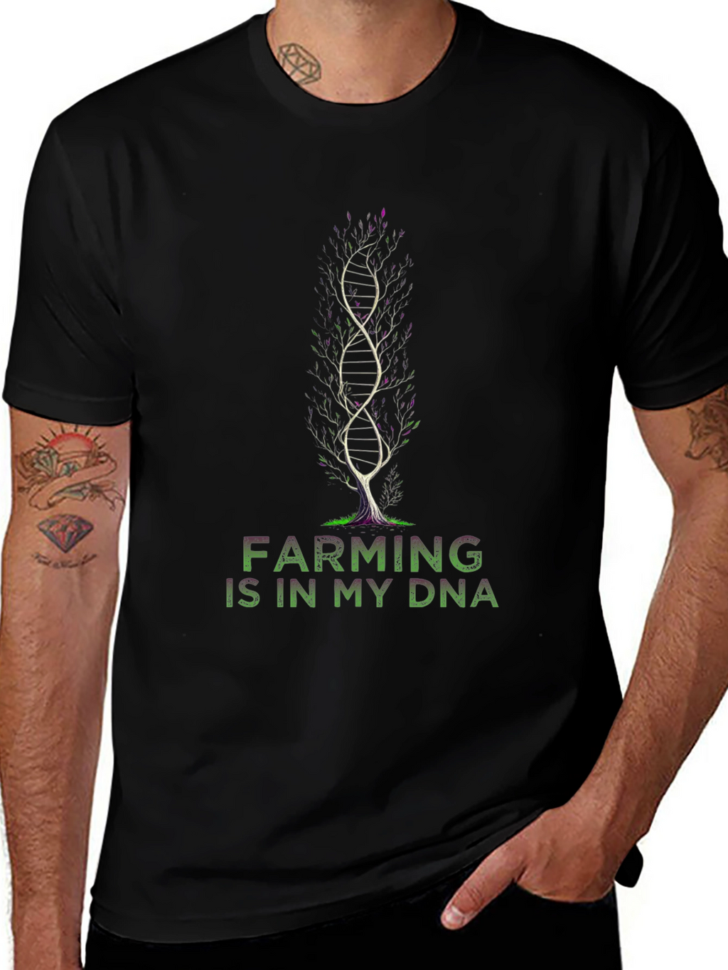 Farming DNA Graphic Tee - Black Cotton Blend