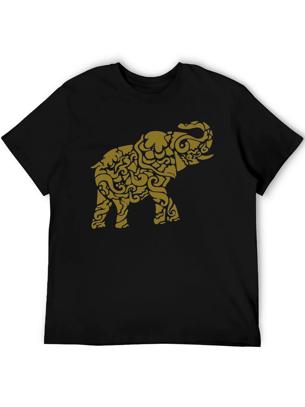 Stylish Elephant Graphic Tee - Black
