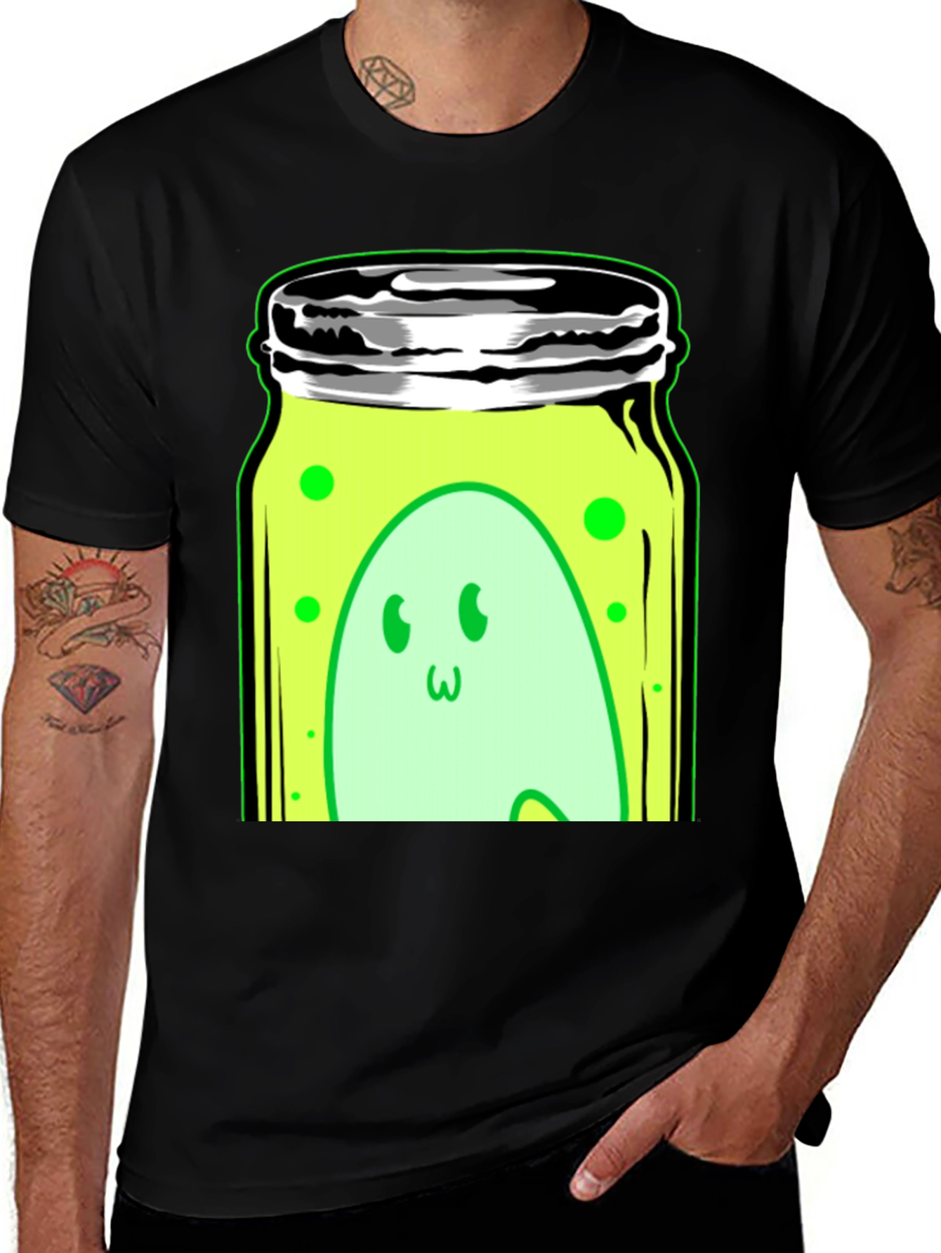 Ghost in a Jar Graphic Tee - Black Cotton Blend
