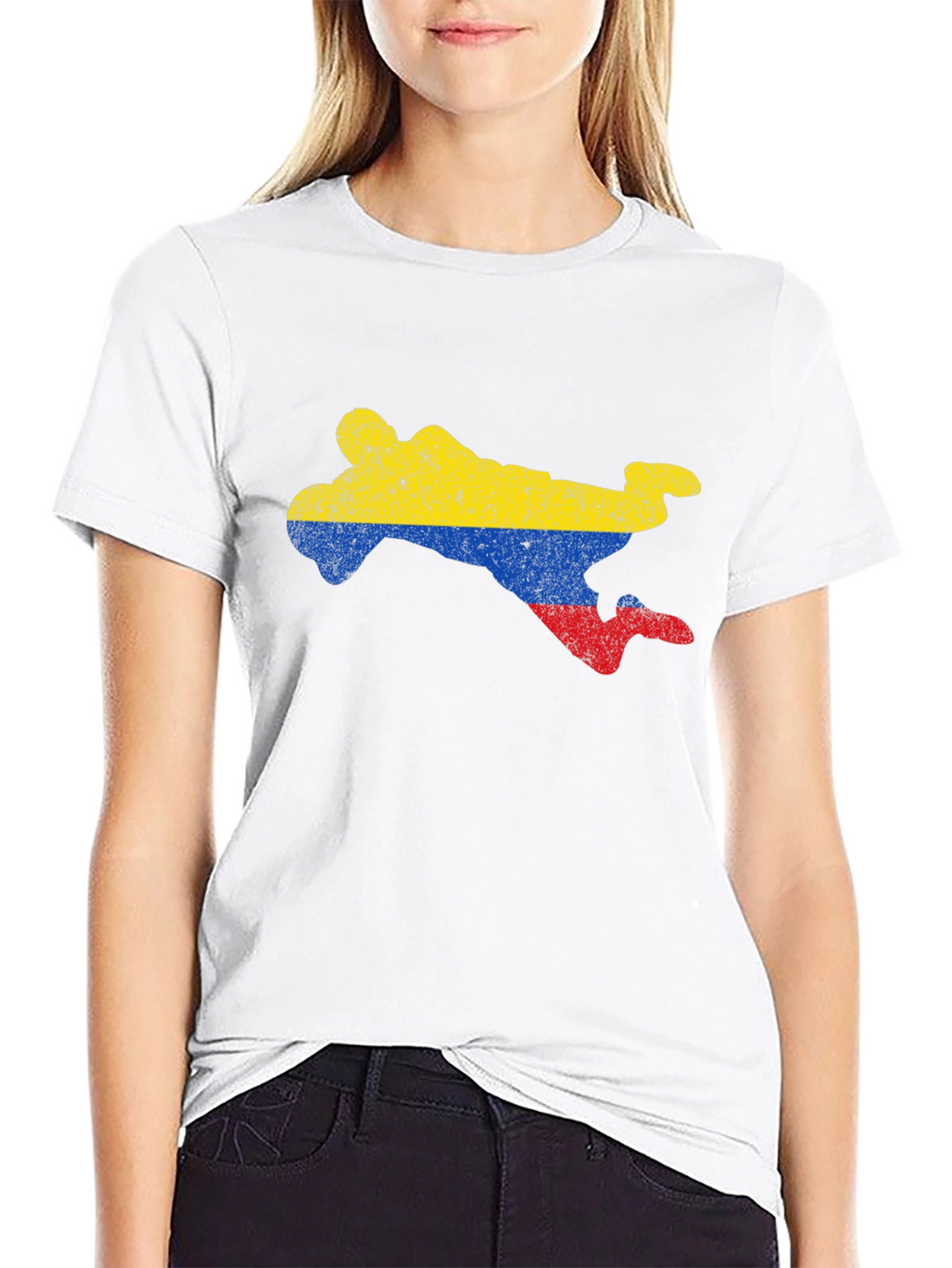 Colombia Flag Silhouette Black T-Shirt