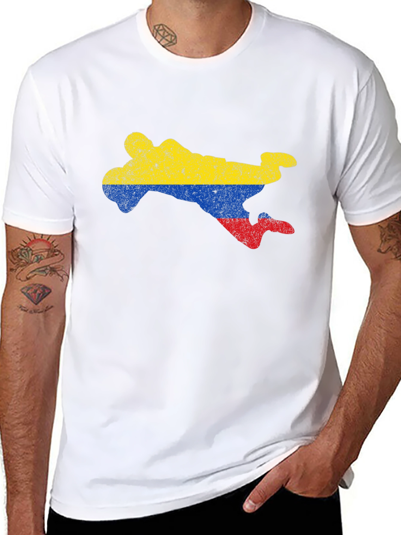 Colombia Flag Silhouette Black T-Shirt