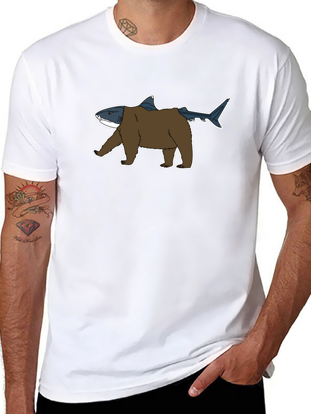 Bear Shark Graphic Tee - Unique Animal Hybrid Design