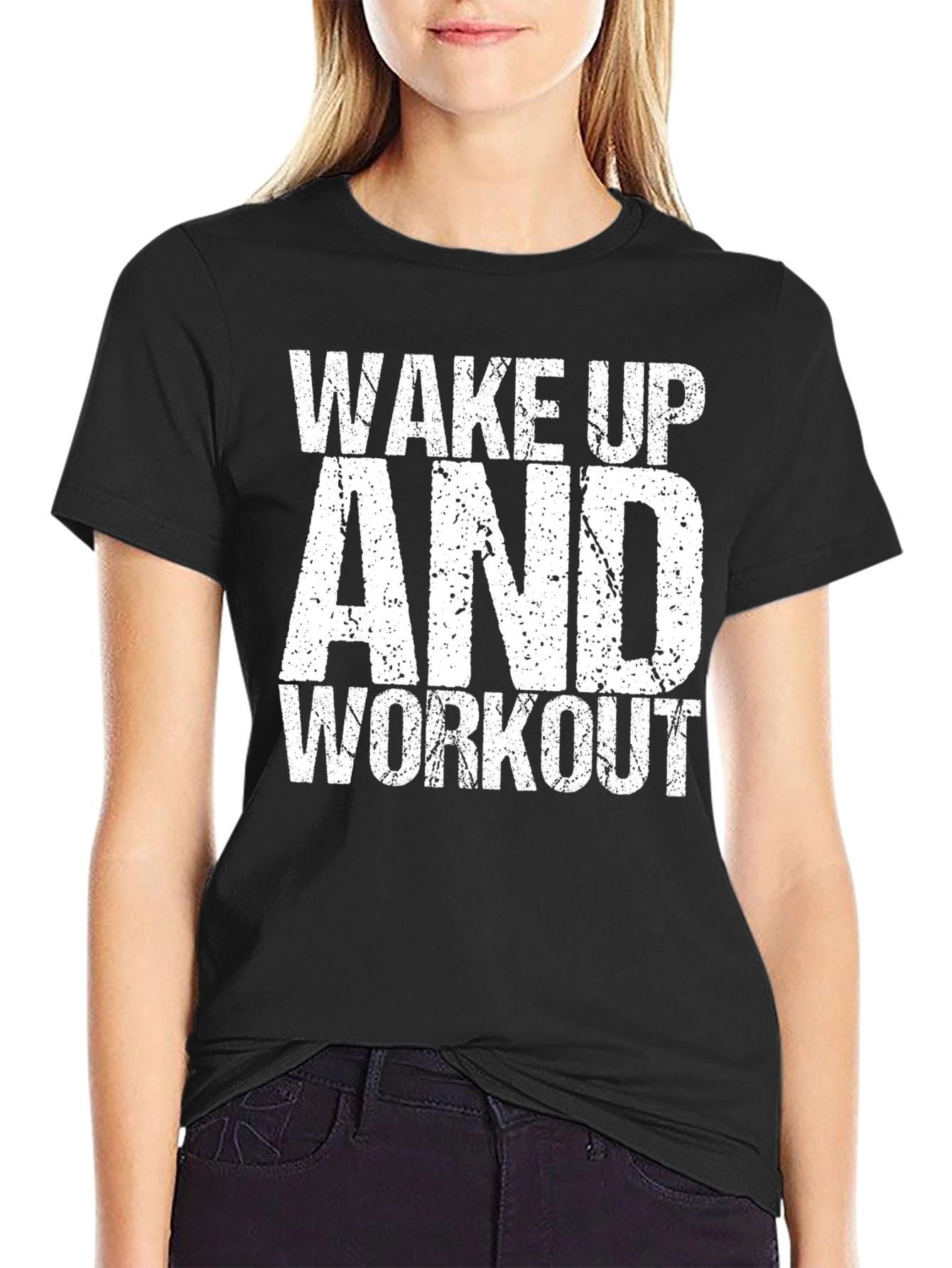 Wake Up and Workout Graphic Tee - Black