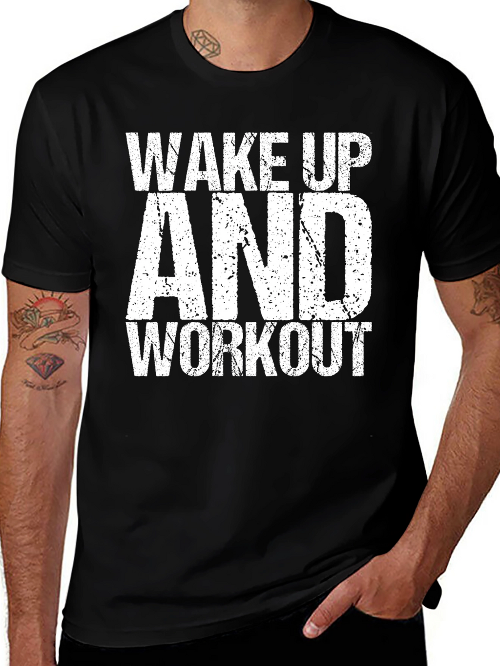 Wake Up and Workout Graphic Tee - Black