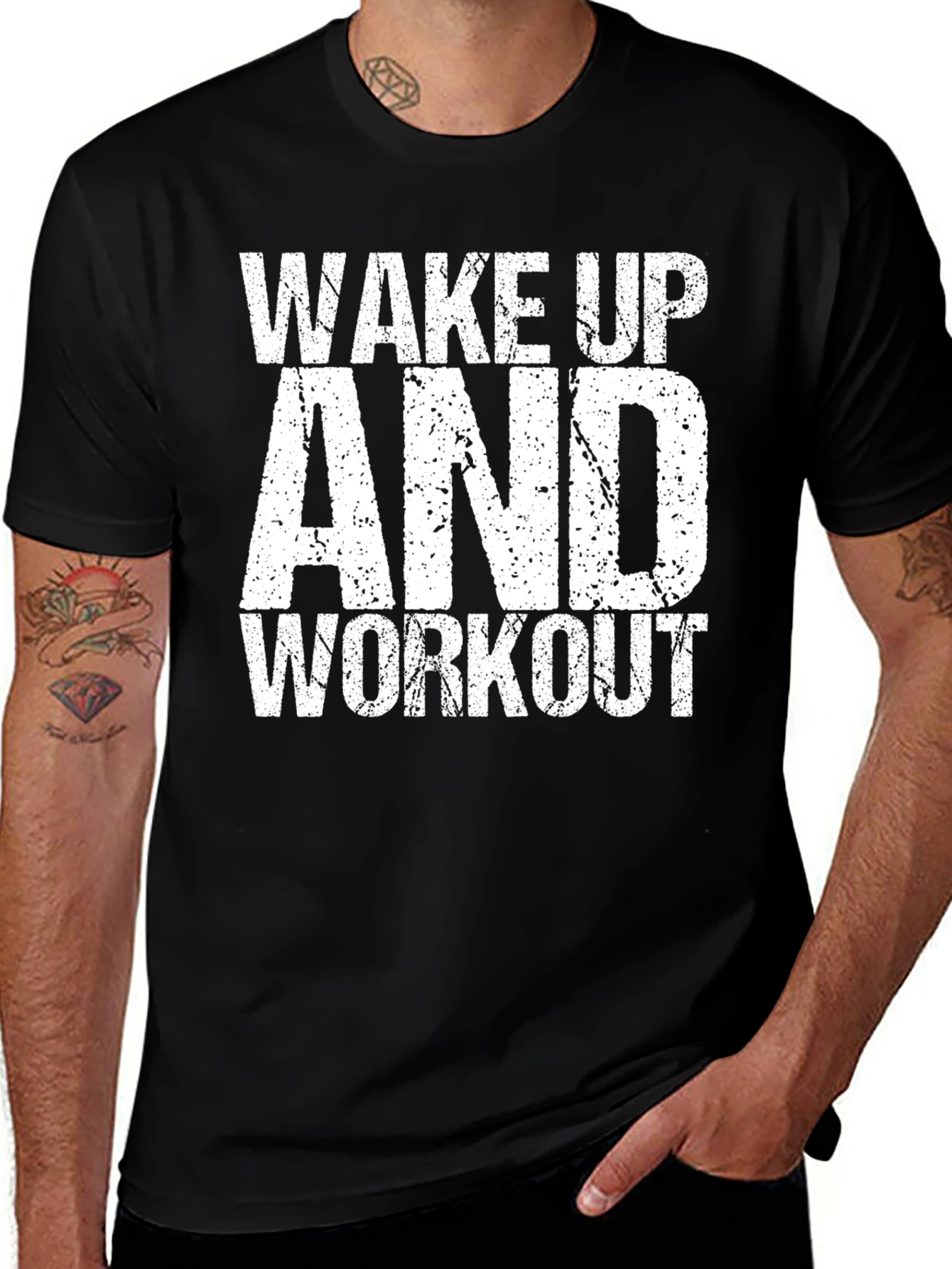 Wake Up and Workout Graphic Tee - Black