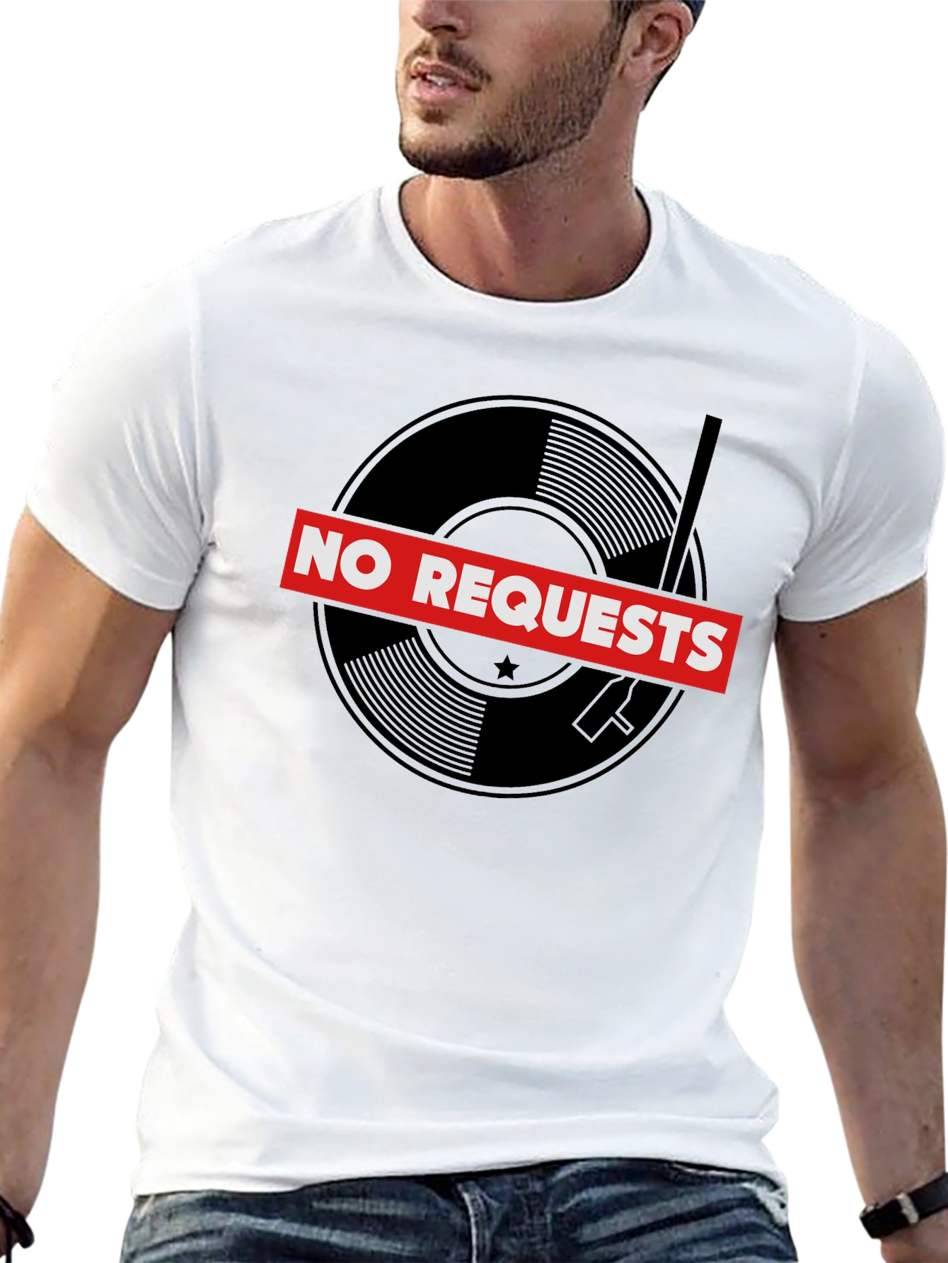 No Requests Vinyl Record Graphic T-Shirt