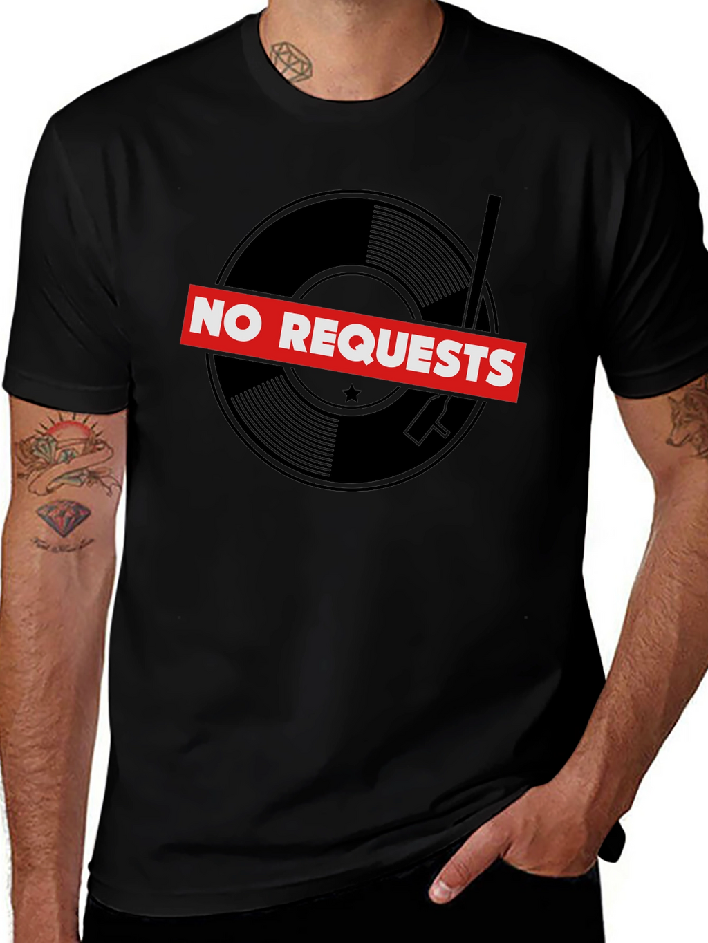 No Requests Vinyl Record Graphic T-Shirt