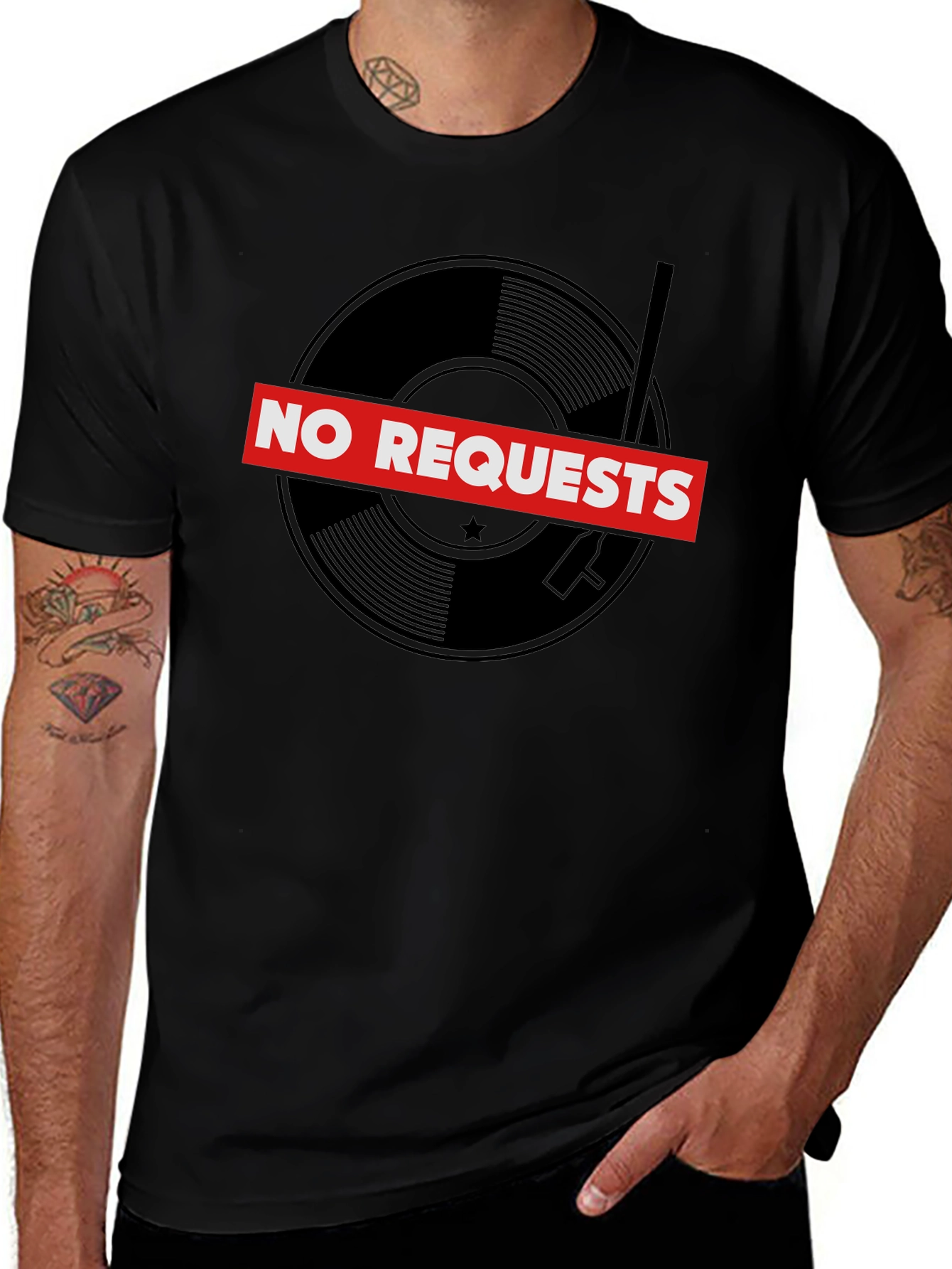 No Requests Vinyl Record Graphic T-Shirt