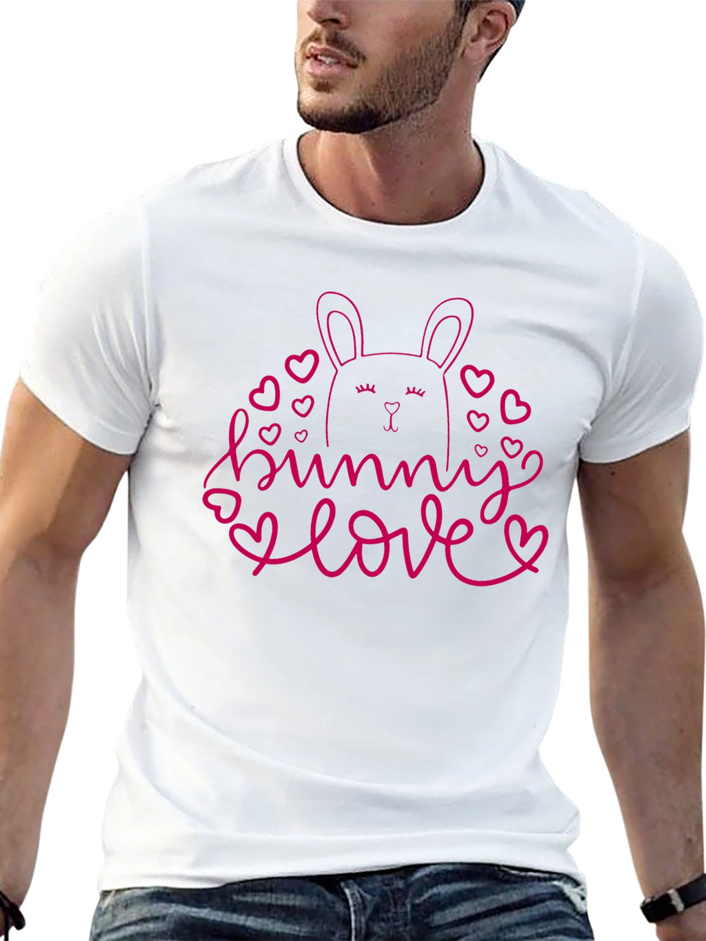Bunny Love Black T-Shirt Cute Easter