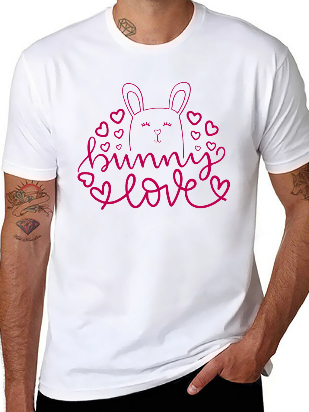Bunny Love Black T-Shirt Cute Easter
