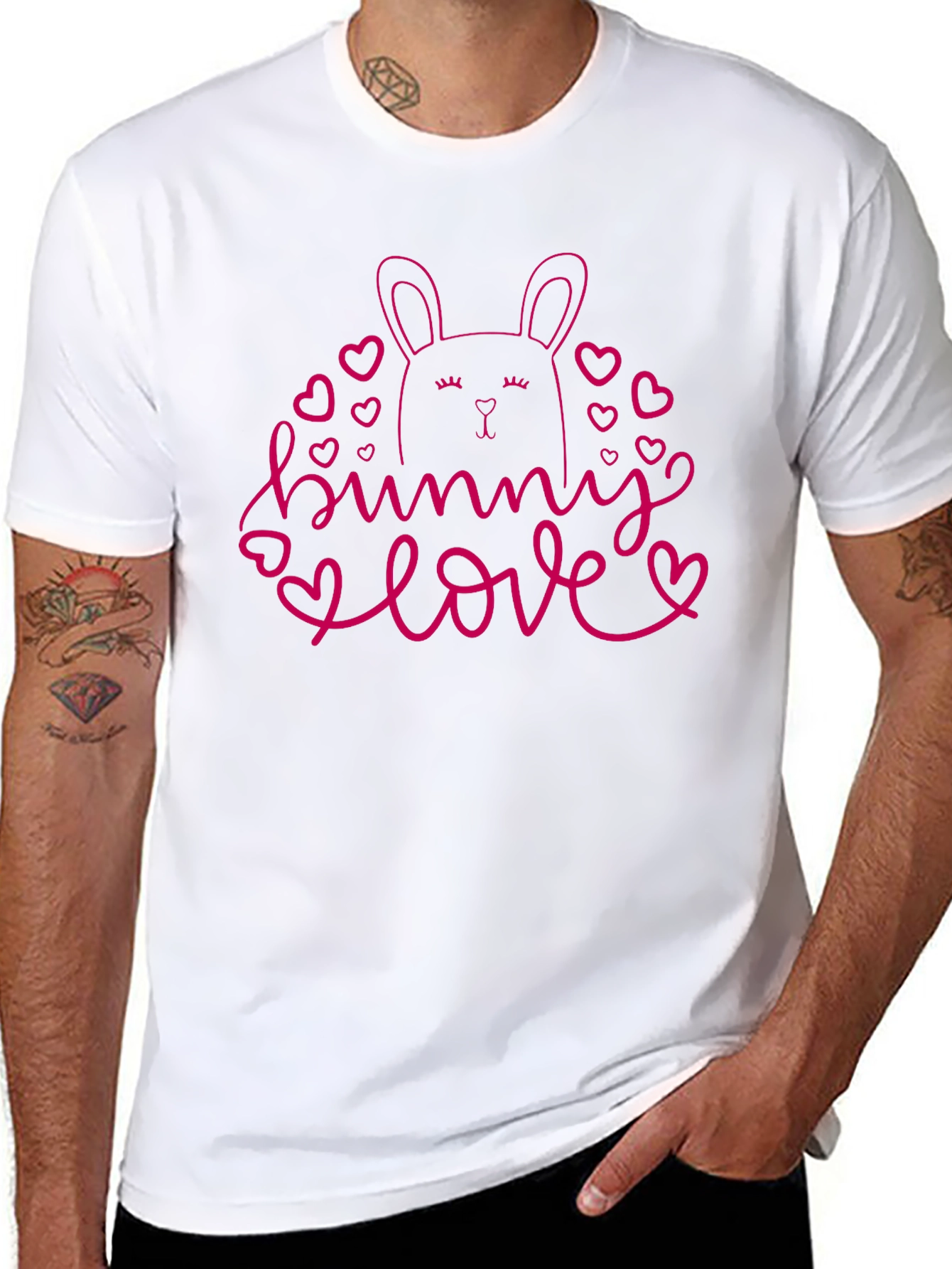 Bunny Love Black T-Shirt Cute Easter