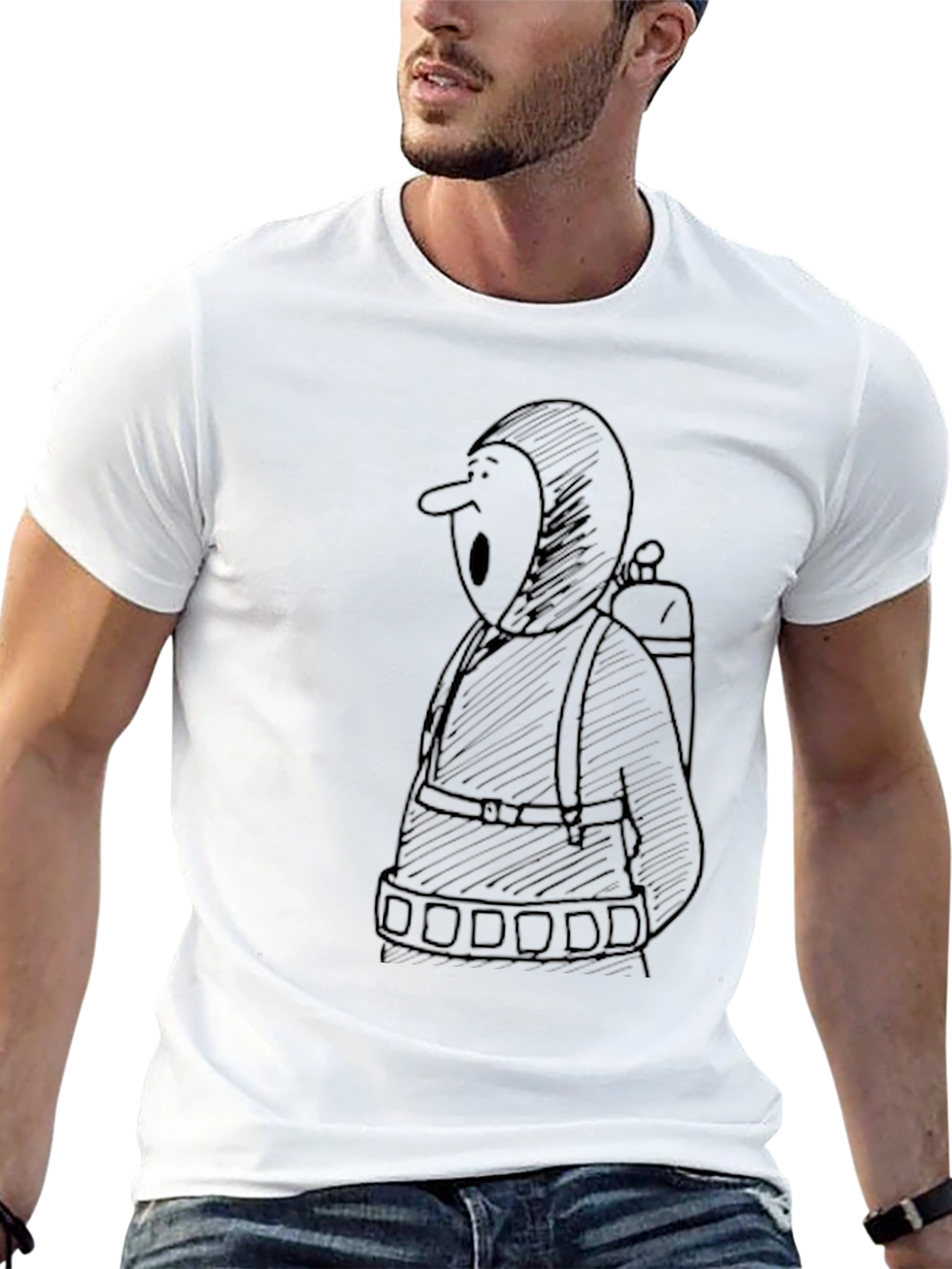 Black T-Shirt with Cartoon Figure Graphic