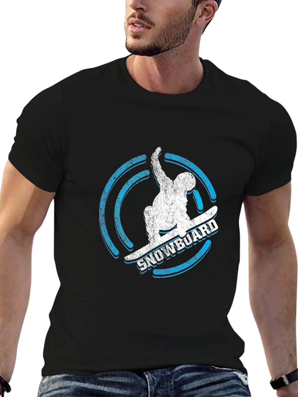 Cool Snowboarder Graphic Tee - Black Cotton T-Shirt